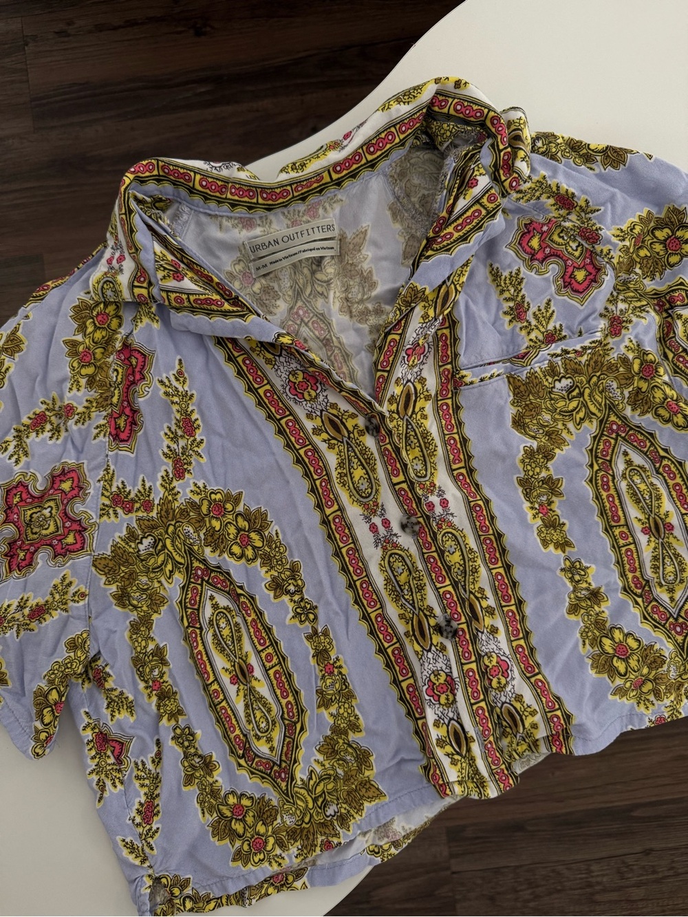 Urban Outfitters Lavender Paisley Print Button-Up Top